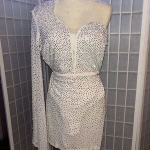 White bedazzle sheer dress